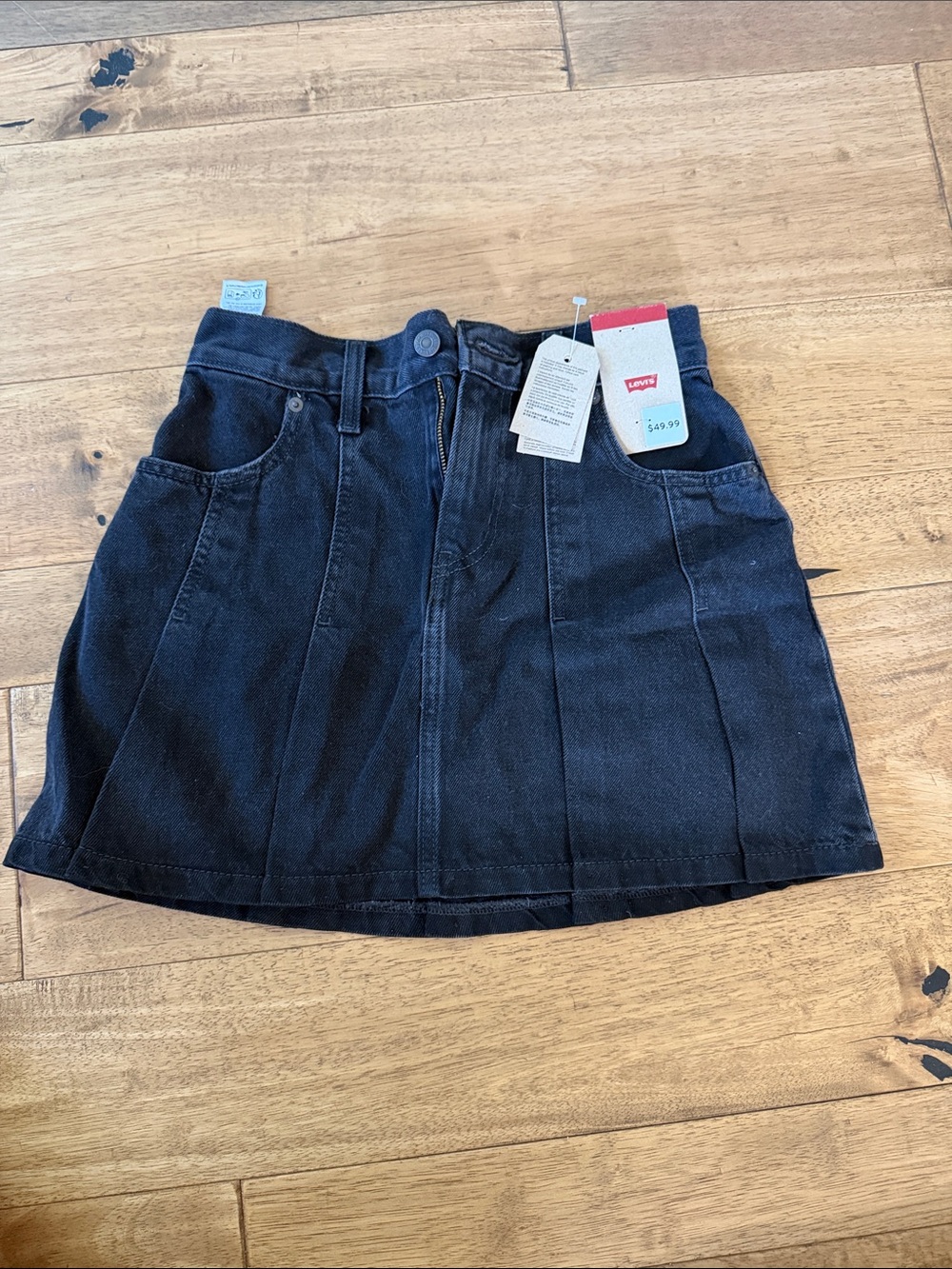 Levi's Black Denim Mini Skirt with Front Panel Detailing
